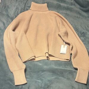 Women's Tan Turtleneck Sweater